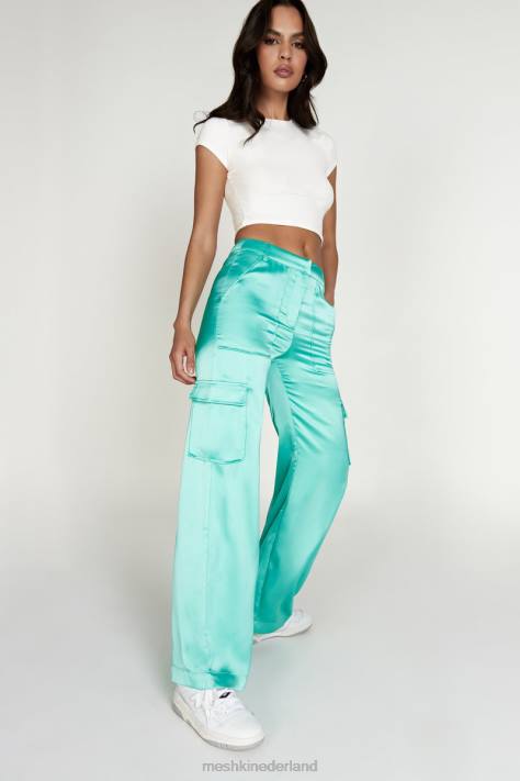 Meshki Amaya satijnen cargobroek kleding munt XP0T1567