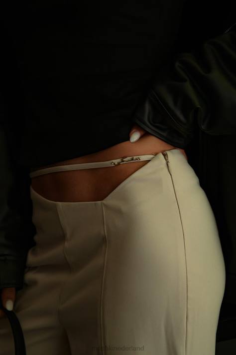 Meshki Bahar broek met middelhoge taille en wijde pijpen kleding tarwe XP0T1588