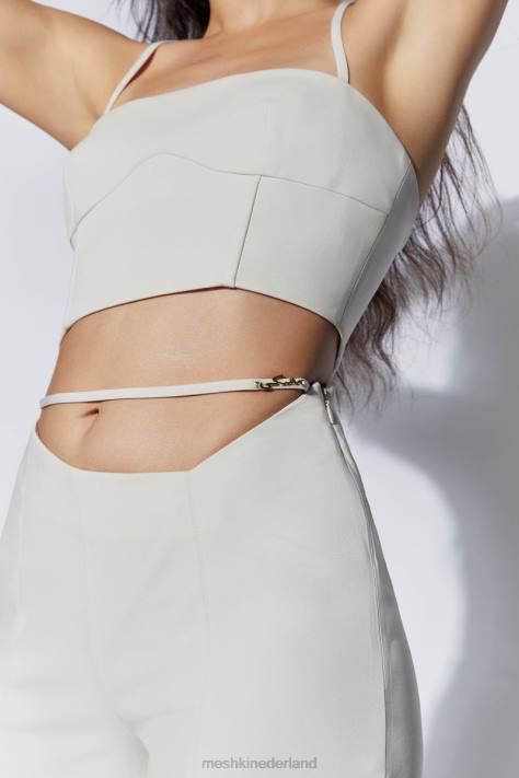 Meshki Bahar broek met middelhoge taille en wijde pijpen kleding tarwe XP0T1588