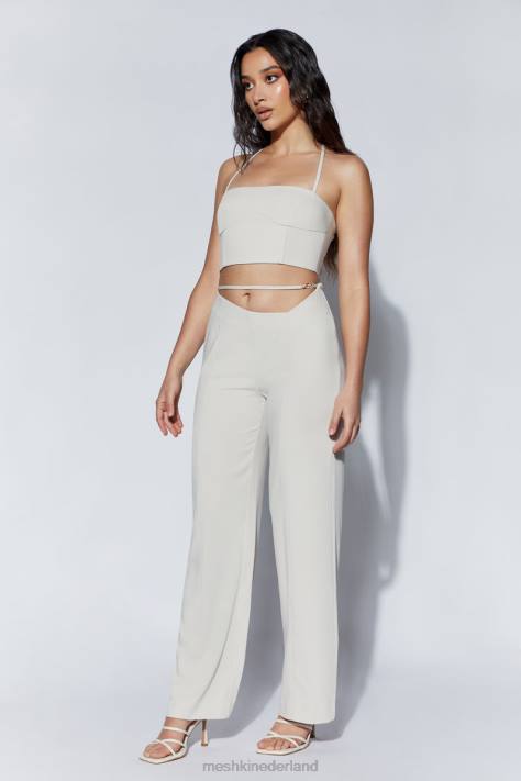 Meshki Bahar broek met middelhoge taille en wijde pijpen kleding tarwe XP0T1588