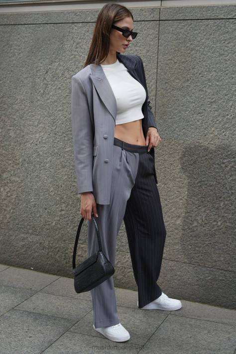 Meshki Janelle broek met lage taille kleding grijze tweekleurige XP0T1598