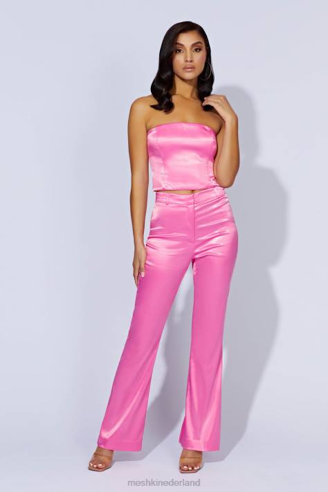 Meshki Maeva satijnen uitlopende broek kleding kauwgom roze XP0T1489