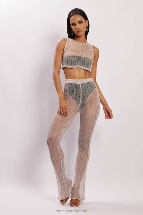 Meshki Mandy gebreide flare broek kleding grijs XP0T1599