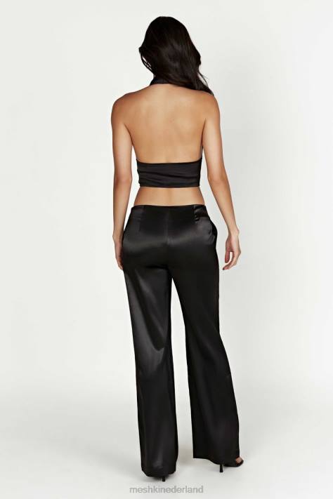 Meshki Nicolette satijnen broek met lage taille kleding zwart XP0T1593