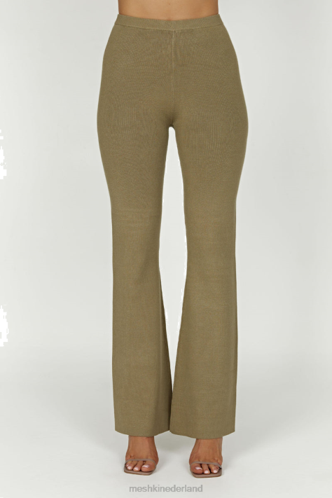 Meshki Rosetta flare gebreide broek kleding olijf XP0T1389