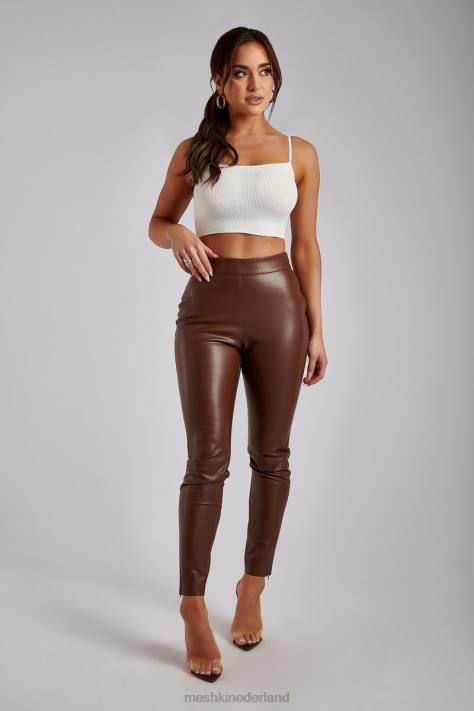 Meshki Shayla skinny kunstleren splitbroek kleding chocolade XP0T1339
