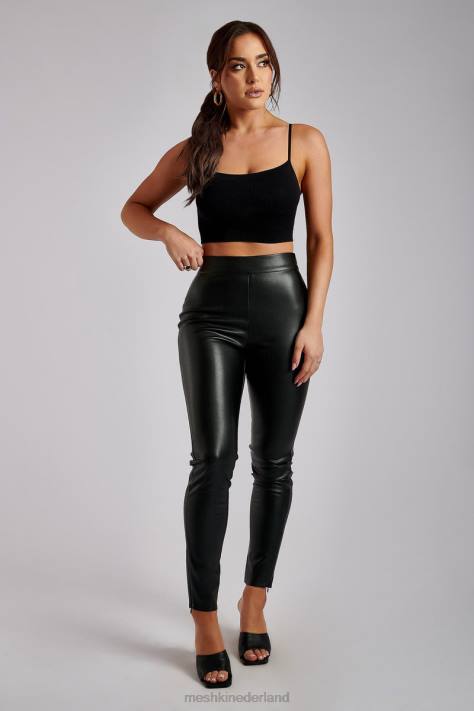 Meshki Shayla skinny kunstleren splitbroek kleding zwart XP0T1340