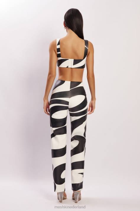 Meshki Stevie V PU-broek met print aan de voorkant kleding wervelafdruk XP0T1464
