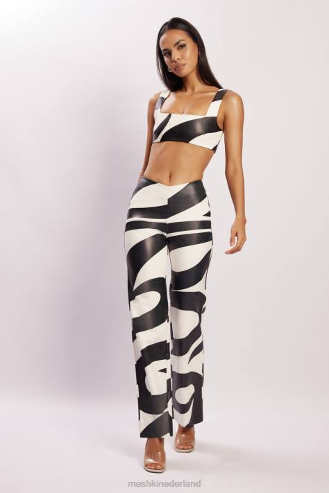 Meshki Stevie V PU-broek met print aan de voorkant kleding wervelafdruk XP0T1464