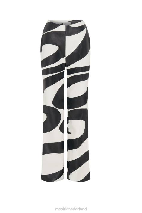 Meshki Stevie V PU-broek met print aan de voorkant kleding wervelafdruk XP0T1464