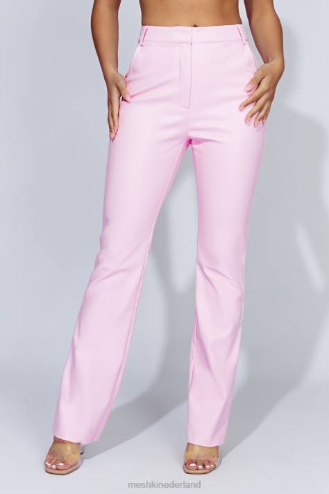Meshki Tyra imitatieleren broek met rechte pijpen kleding baby roze XP0T1431