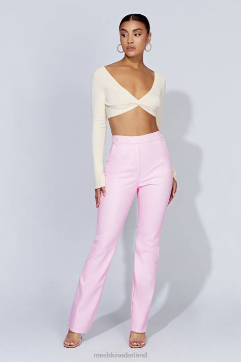 Meshki Tyra imitatieleren broek met rechte pijpen kleding baby roze XP0T1431