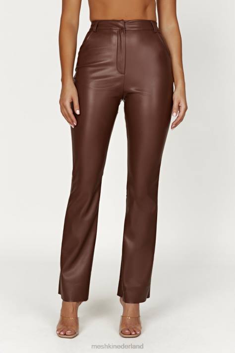 Meshki Tyra imitatieleren broek met rechte pijpen kleding chocolade XP0T1239
