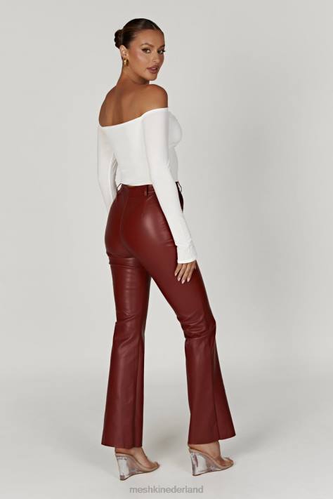Meshki Tyra imitatieleren broek met rechte pijpen kleding kersen chocolade XP0T1609