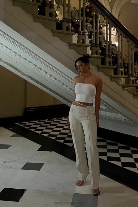 Meshki Zarsa pu-broek met wijde pijpen en middelhoge taille kleding tarwe XP0T1469