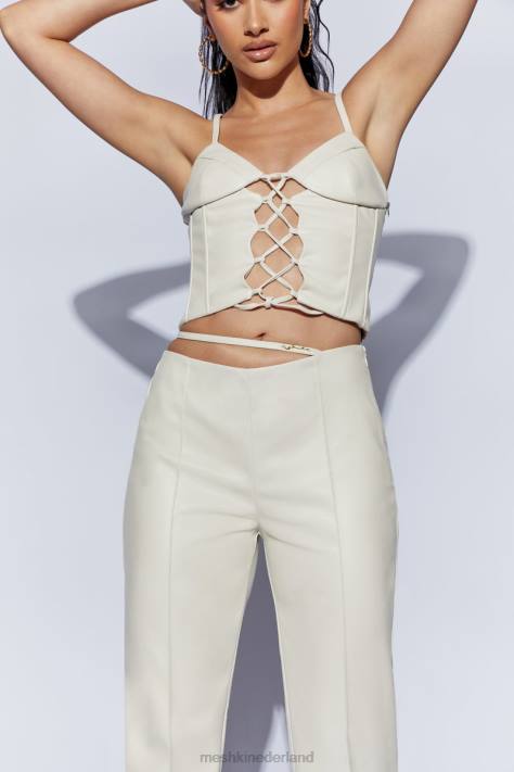 Meshki Zarsa pu-broek met wijde pijpen en middelhoge taille kleding tarwe XP0T1469