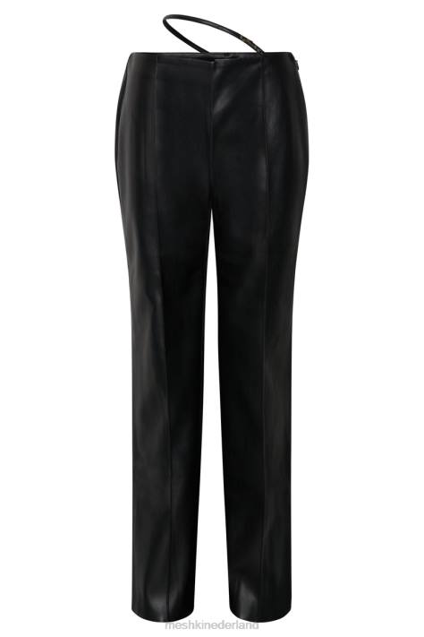 Meshki Zarsa pu-broek met wijde pijpen en middelhoge taille kleding zwart XP0T1443