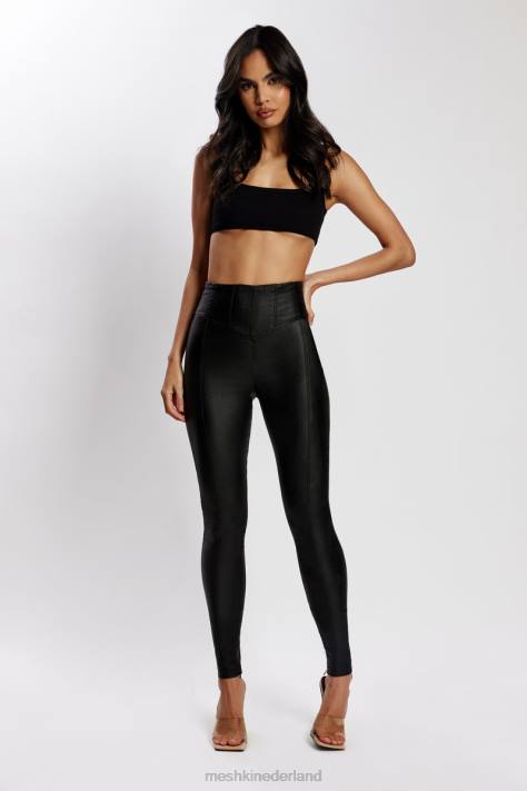 Meshki Zima kunstleren corsetted broek met hoge taille kleding zwart XP0T1292
