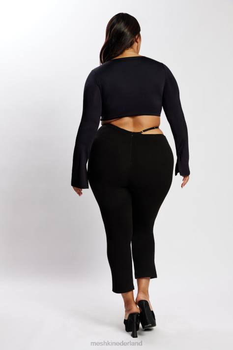 Meshki irene broek met uitsnede aan de voorkant kleding zwart XP0T1595
