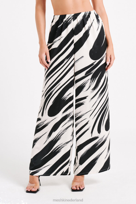 Meshki marciela bedrukte satijnen broek met rechte pijpen kleding abstracte afdruk XP0T1236