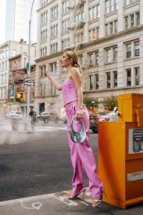 Meshki matilda slouchy laagbouw broek van kunstleer kleding roze roze XP0T1434