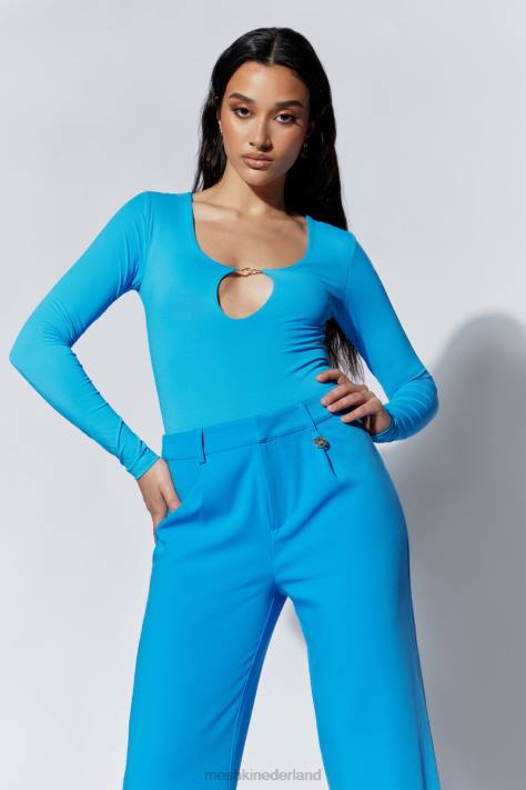 Meshki minu broek met middelhoge taille en wijde pijpen kleding azuur blauw XP0T1514
