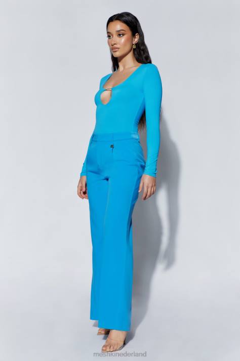 Meshki minu broek met middelhoge taille en wijde pijpen kleding azuur blauw XP0T1514
