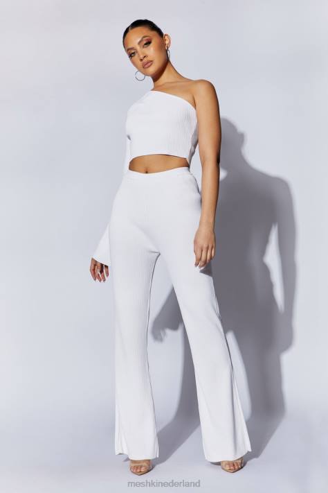 Meshki rue gebreide uitlopende broek kleding wit XP0T1513