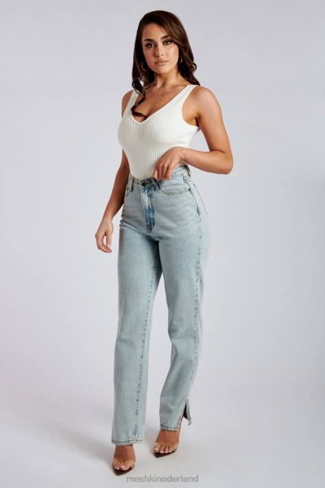 Meshki Pia jeans met split aan de zijkant en wijde pijpen kleding lichtblauw XP0T1382