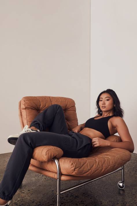 Meshki Emery fleeceback-joggingbroek met reliëf kleding houtskool XP0T1479