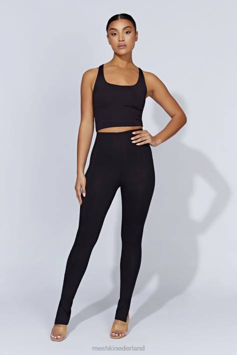 Meshki Michelle legging met zijsplit kleding zwart XP0T1585