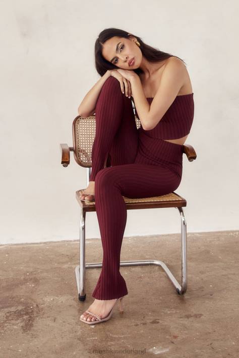 Meshki jordi gebreide legging met zijsplit kleding kersen chocolade XP0T1473