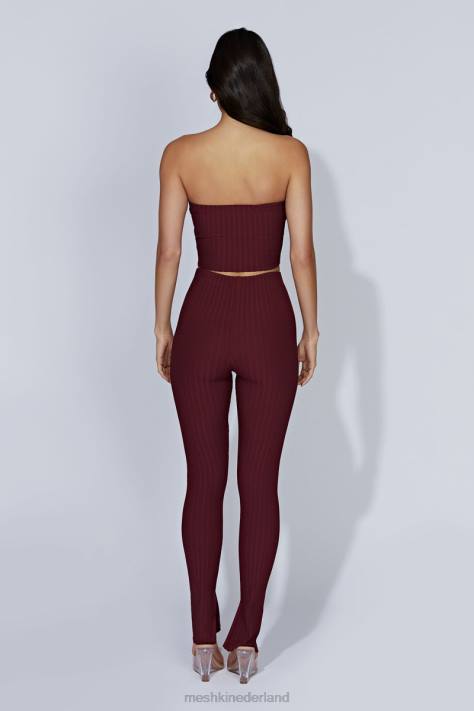 Meshki jordi gebreide legging met zijsplit kleding kersen chocolade XP0T1473
