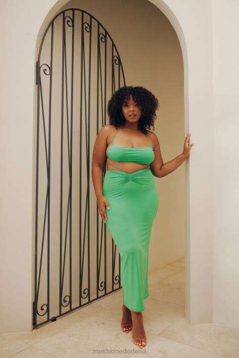 Meshki Amberkleurige maxirok met ruches kleding groente XP0T1573