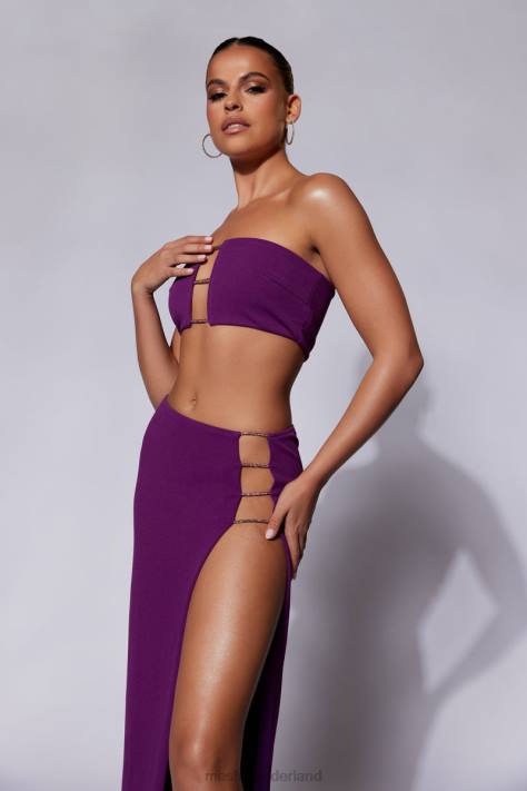 Meshki Anastasia diamante maxi-rok van touw met split kleding druif XP0T1547