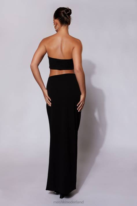 Meshki Anastasia diamante maxi-rok van touw met split kleding zwart XP0T1557