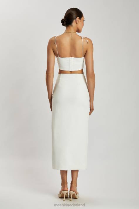 Meshki Arla maxirok van crêpe met hoge taille en dijsplit kleding wit XP0T1421