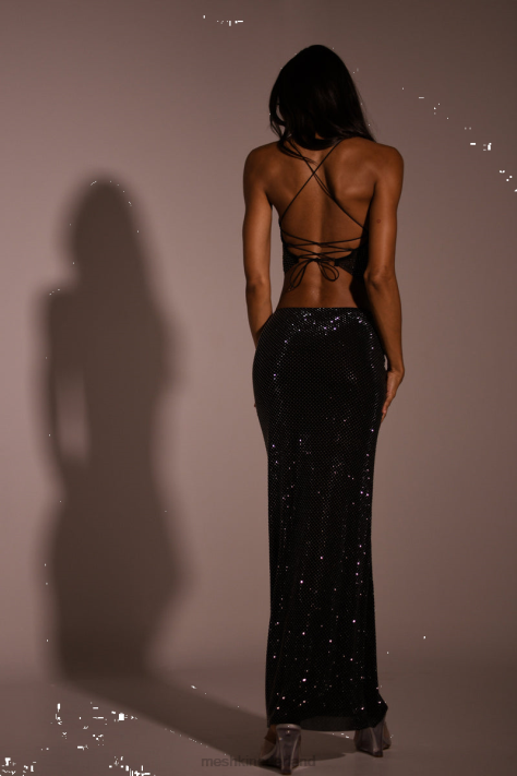 Meshki Erika maxirok met diamanten kleding zwart XP0T1314