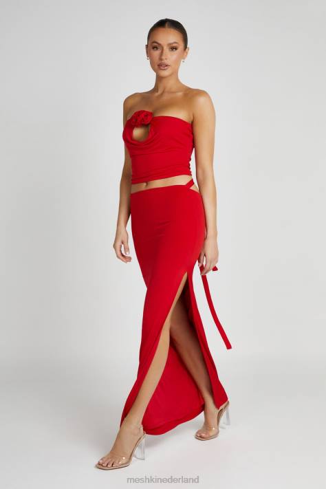 Meshki Jeanine maxi-rok met kap aan de achterkant kleding rood XP0T1279