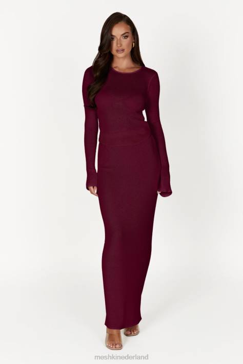Meshki Maribelle gebreide maxirok kleding wijn XP0T1371