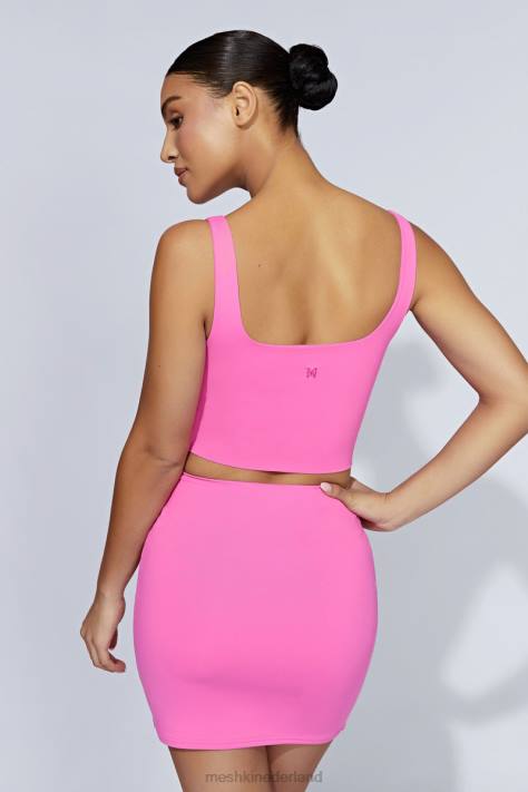 Meshki Kara minirok met ruches aan de voorkant kleding kauwgom roze XP0T1457