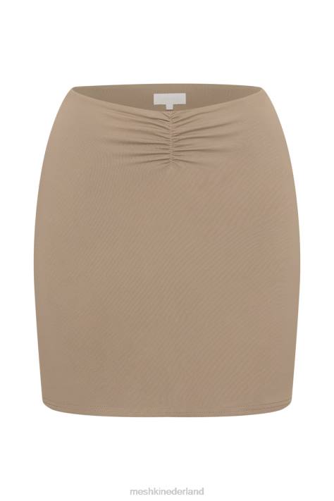 Meshki Kara minirok met ruches aan de voorkant kleding taupe XP0T1553