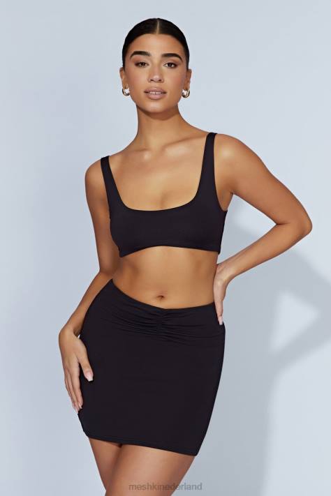 Meshki Kara minirok met ruches aan de voorkant kleding zwart XP0T1560