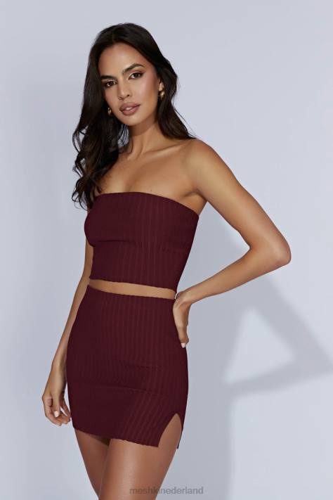 Meshki Shiloh gebreide minirok met lage taille kleding kersen chocolade XP0T1468