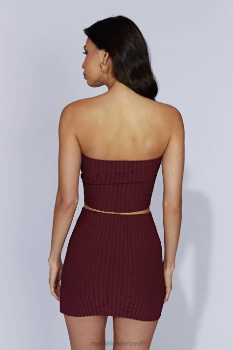 Meshki Shiloh gebreide minirok met lage taille kleding kersen chocolade XP0T1468