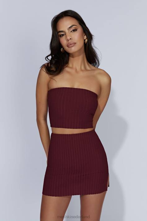 Meshki Shiloh gebreide minirok met lage taille kleding kersen chocolade XP0T1468