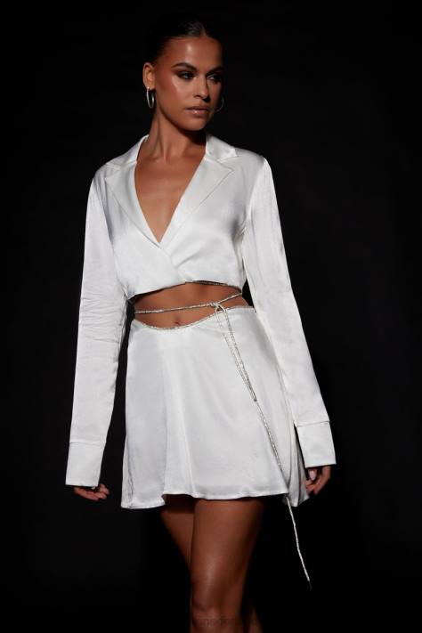 Meshki Talulah mini-fluitrok van touw met diamanten touw kleding wit XP0T1548