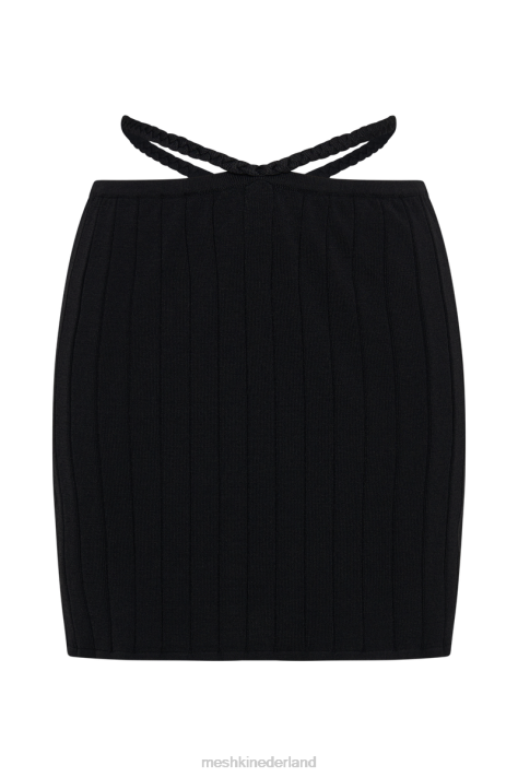 Meshki celine a-lijn minirok met extreme ribstof kleding zwart XP0T1334