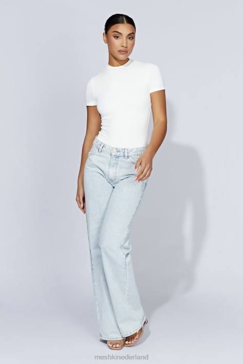 Meshki Francesca bodysuit met ronde hals en korte mouwen kleding wit XP0T964