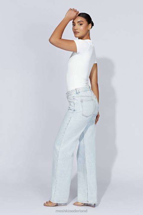 Meshki Francesca bodysuit met ronde hals en korte mouwen kleding wit XP0T964